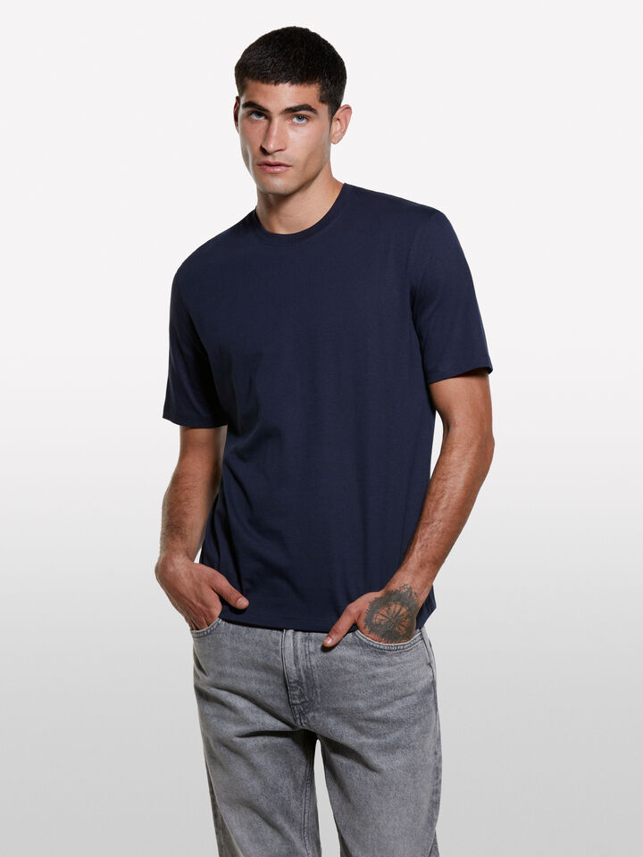 Dark blue regular fit short sleeve t-shirt - men's short sleeve t-shirts - Dark Blue | Sisley image number 3